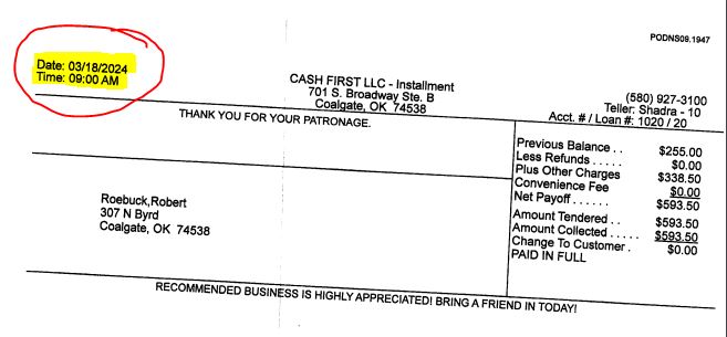 Page 2 of Notice of Satisfaction of Debt filed 03/18/2024.