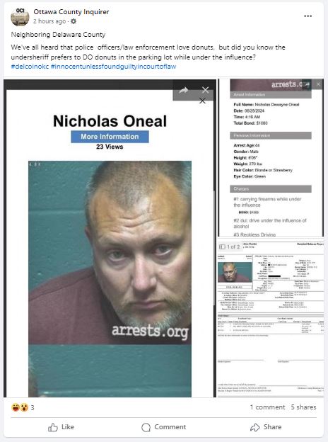 Screenshot of Ottawa County Inquirer Facebook Post