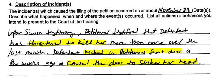 Excerpt for Petition for Protective Order PO-2023-538A 