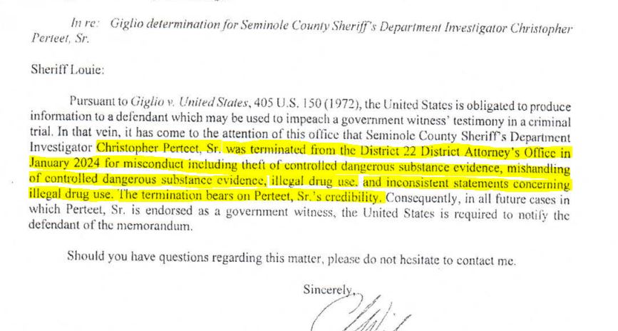 Screenshot of quoted letter
