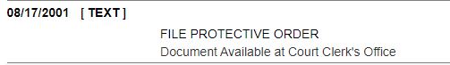 File Protective Order 08/17/2001, document available at court clerk's office.